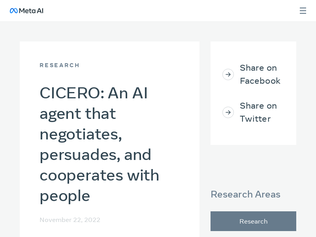 Preview of 'CICERO: An AI agent that negotiates, persuades, and cooperates with people'