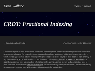 Preview of 'CRDT: Fractional Indexing'