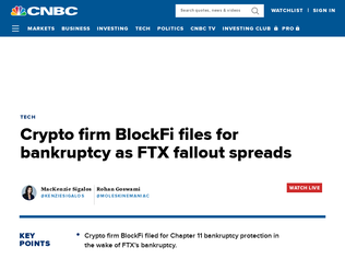 Preview of 'BlockFi files for bankruptcy as FTX fallout spreads'