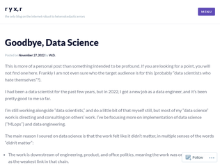 Preview of 'Goodbye, data science'